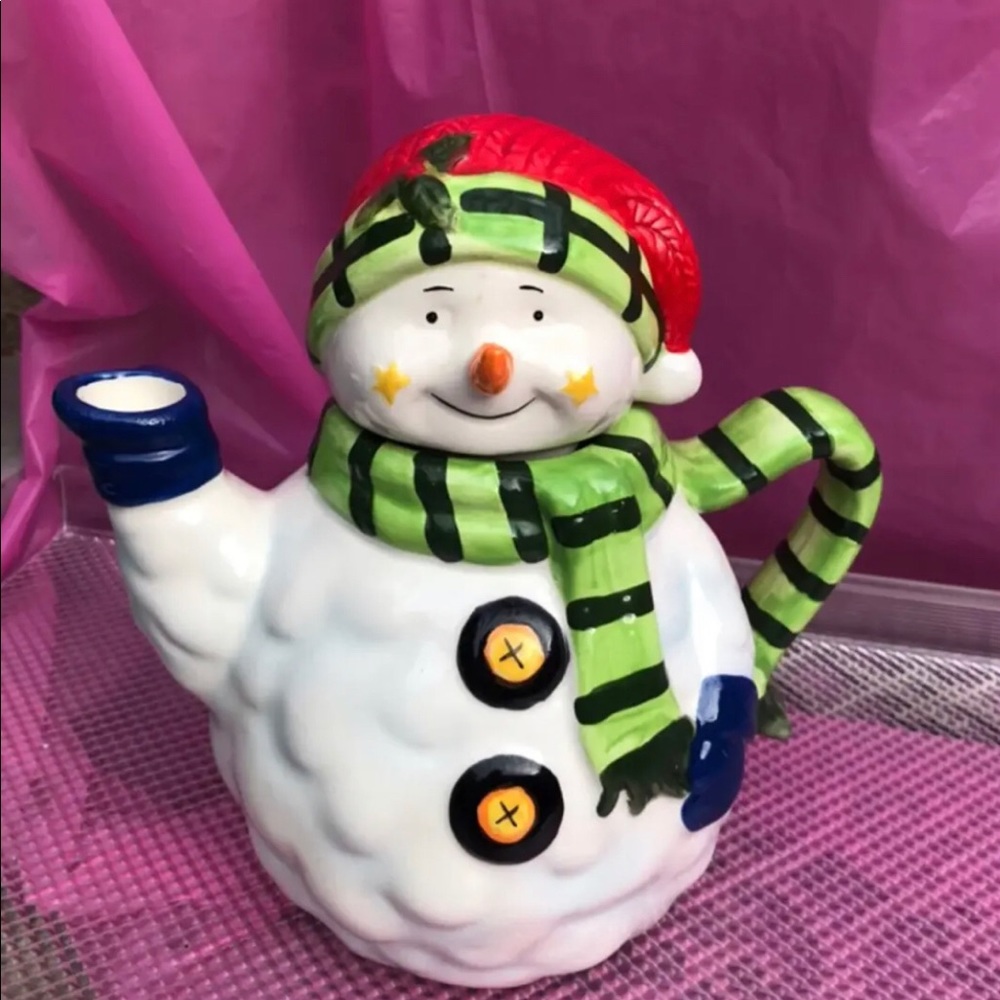 Home interiors snowman tea pot vintage